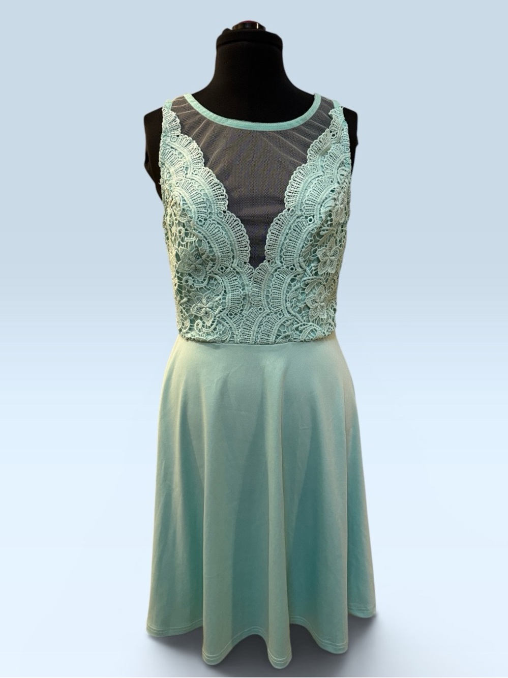 Grace Karin Aqua Lace Bodice Fit & Flare Midi Dress